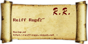 Reiff Regő névjegykártya